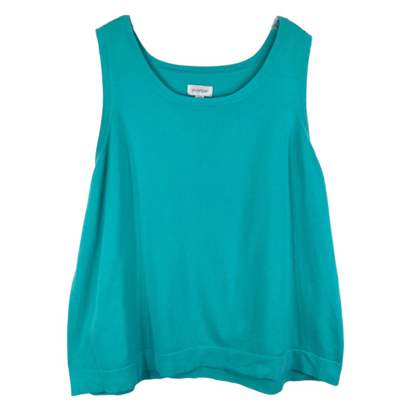 Avenue Plus Size 26 28 Tank Top Thick Knit Green Sleeveless Solid Scoop neck 310 - Picture 1 of 5